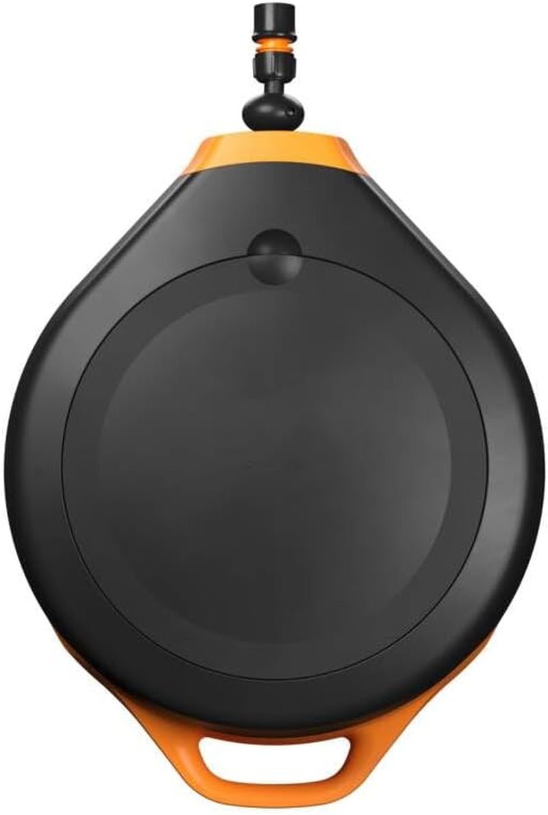 Fiskars Waterwheel XL, Set de udare all-inclusive, Rază totală de acțiune de 25 m, Retragere automată, Furtun de grădină universal (Ø 13 mm), Conector universal pentru robinet, Negru/Portocaliu, Seria X, 1067549