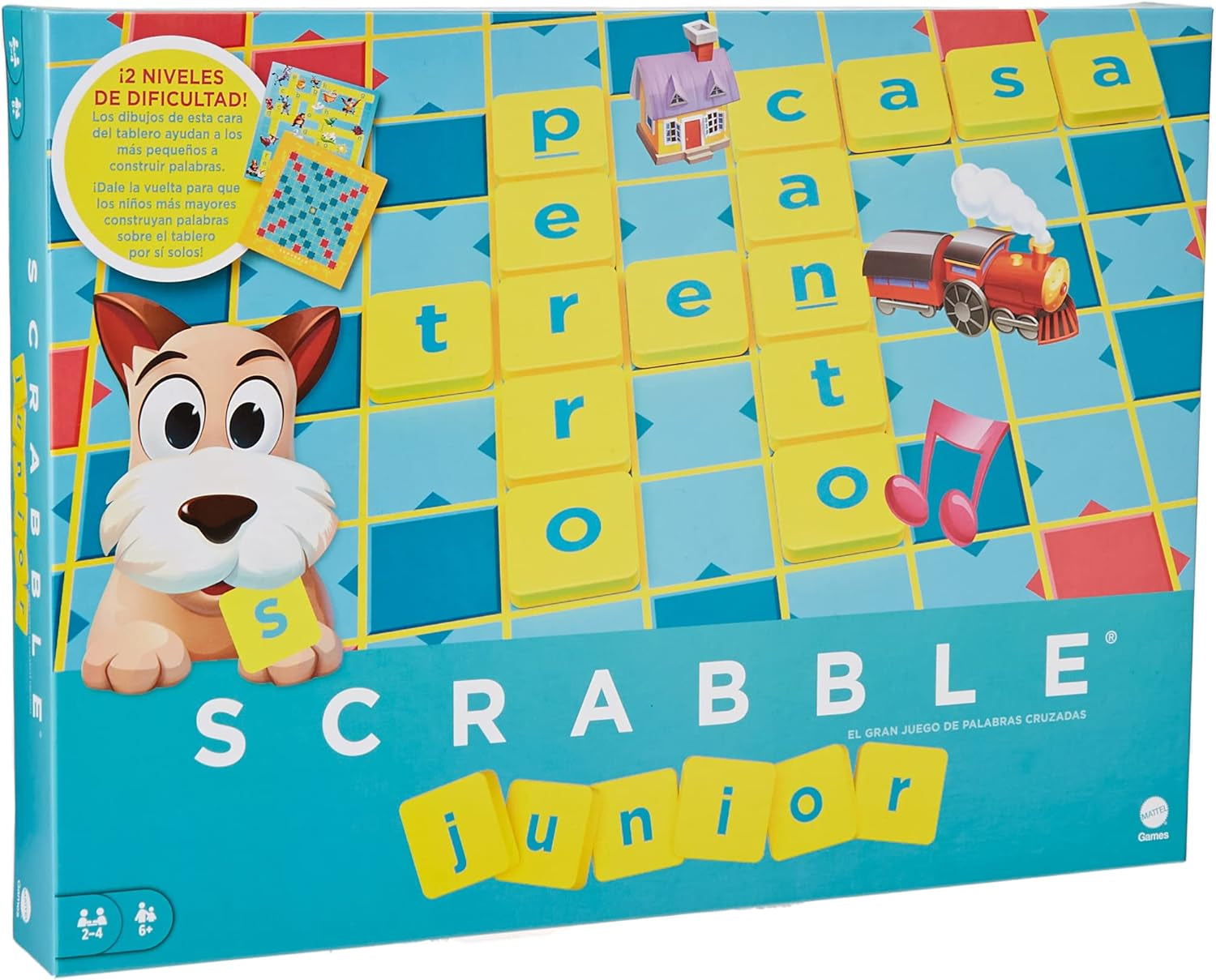 Mattel Games Scrabble Junior - Jeu de mots et jeu pour enfants, jeu de société adapté pour 2 à 4 enfants à partir de 6 ans, le design peut varier, version allemande, Y9670