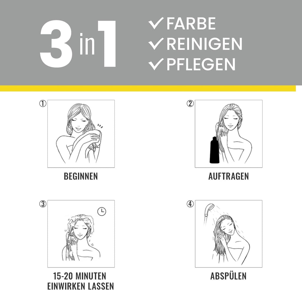 Șampon negru pentru vopsirea părului gri, șampon negru pentru vopsirea părului gri 3 în 1, șampon pentru vopsirea părului pentru bărbați și femei, șampon împotriva părului gri (500 ml) Vopsea pentru par Naty Shop