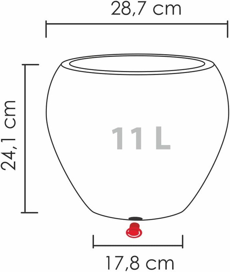 Scheurich Lineo, ghiveci din plastic, granit negru, diametru 30 cm, înălțime 24,1 cm, volum 11 l.