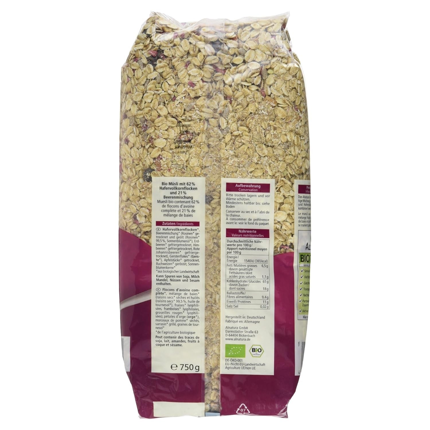Muesli bio aux fruits des bois, 750g