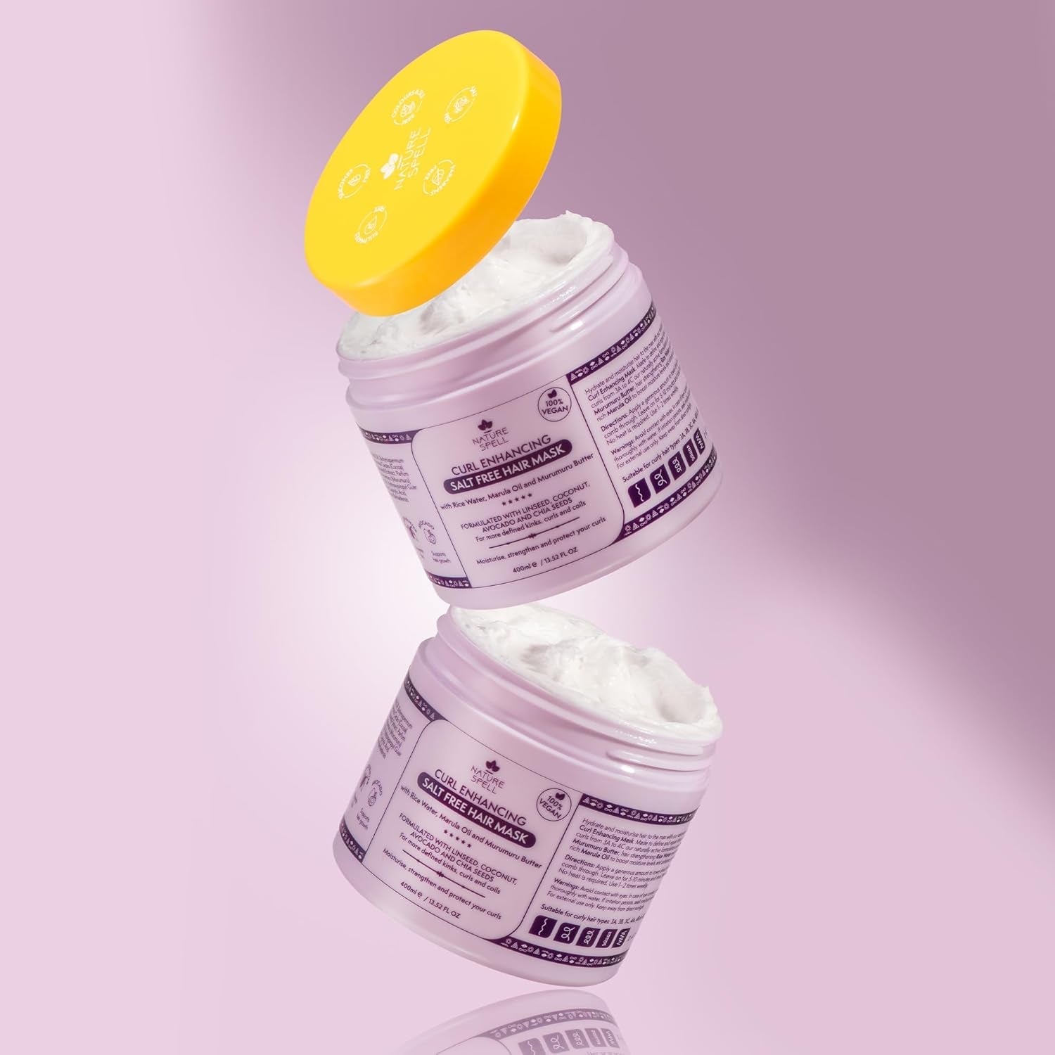 Masque capillaire pour cheveux bouclés de Nature Spell 400 ml - Enrichi en eau de riz et graines de lin, pour tous les types de boucles, sans sulfate Naty Shop Hair Mask