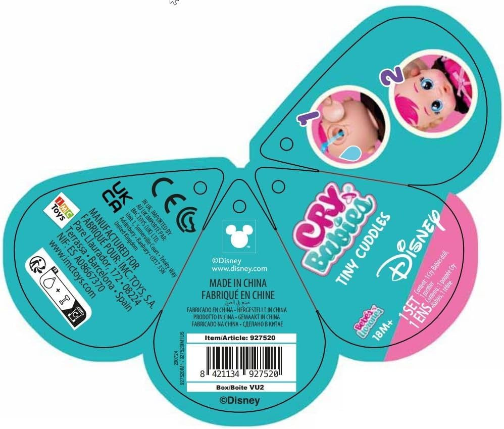 CRY Babies Tiny Cuddles Disney Angel, Babypuppe Inspiriert von Angel von Disney Lilo&Stitch, mit 3 Accessoires, Pflegen und Umsorgen, sie weint echte Tränen, Kinder ab 18 Monaten