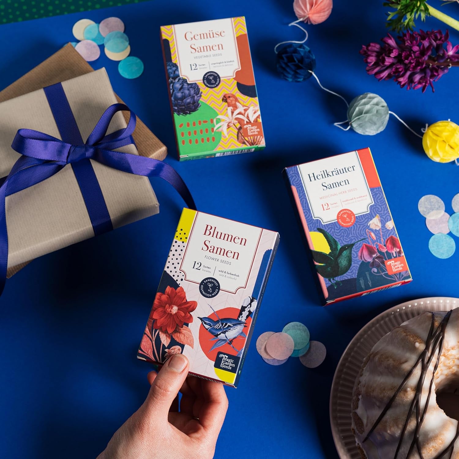 Blooming Rainbow - 6 mélanges de fleurs pollinisées gratuits - Spectaculaires et colorés - Ensemble de graines pour débutants, comme petit cadeau ou pour un usage personnel