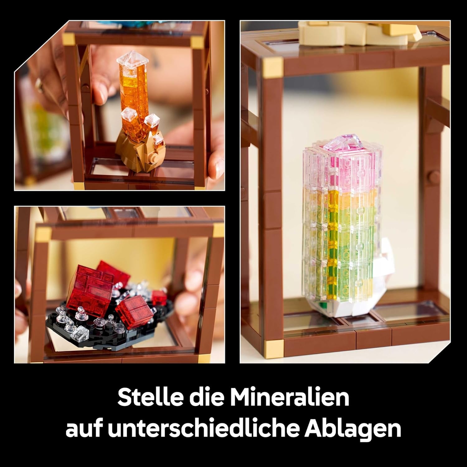 LEGO Ideas Mineraliensammlung - Set für Erwachsene - Modellbau mit Kristallelementen inkl. Amethyst, Fluorit & Tangerinquarz sowie 3 Ständern - DIY Wohn Deko Geschenkidee - 21362