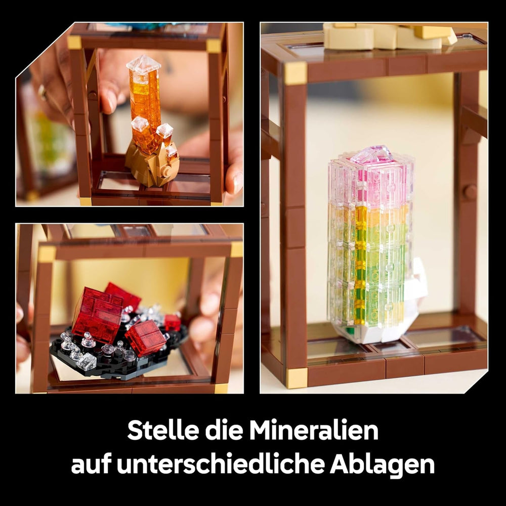 LEGO Ideas Mineraliensammlung - Set für Erwachsene - Modellbau mit Kristallelementen inkl. Amethyst, Fluorit & Tangerinquarz sowie 3 Ständern - DIY Wohn Deko Geschenkidee - 21362