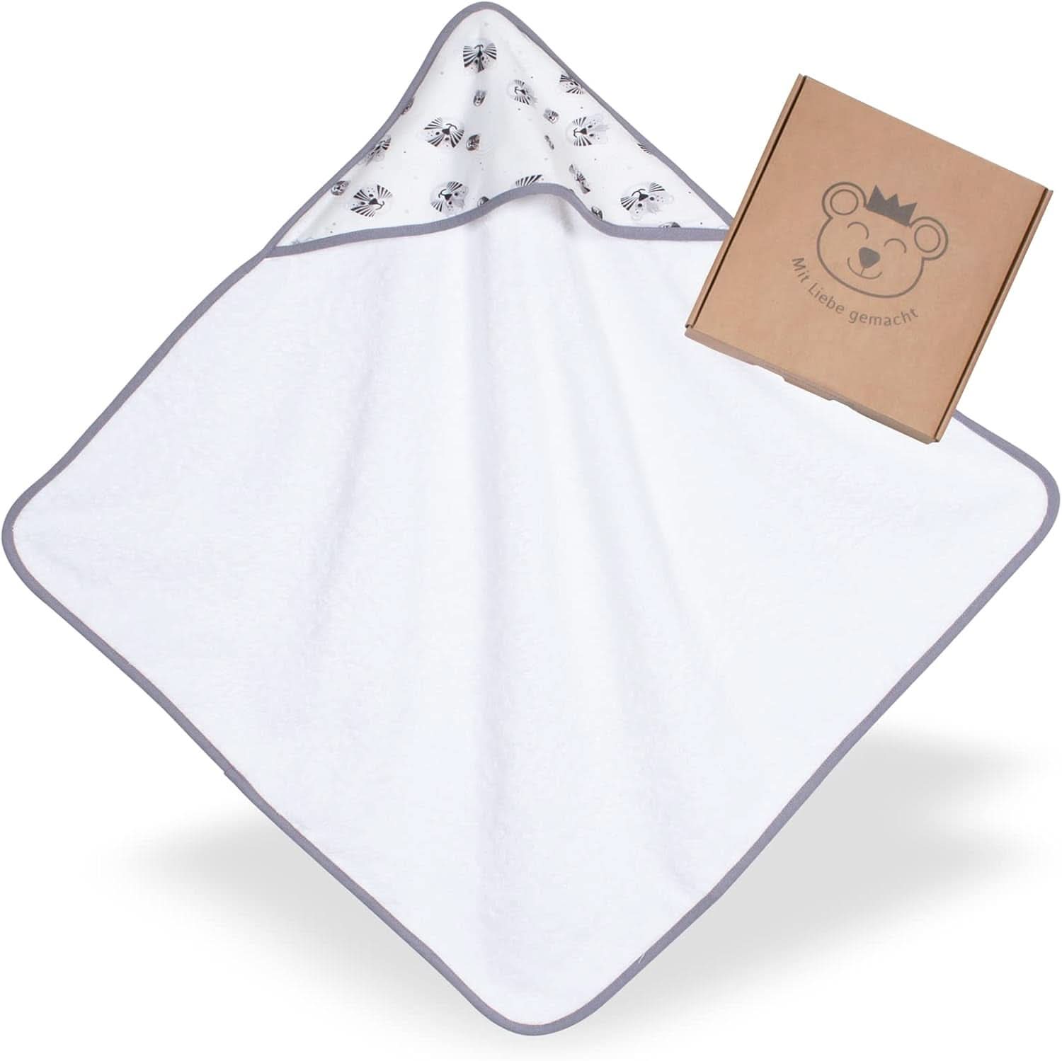 Prosop cu glugă pentru copii | 75X75Cm | 100% bumbac | Oeko-TEX 100 | Furnizorul #1 pentru clinici | Unisex Mama si Copilul Naty Shop