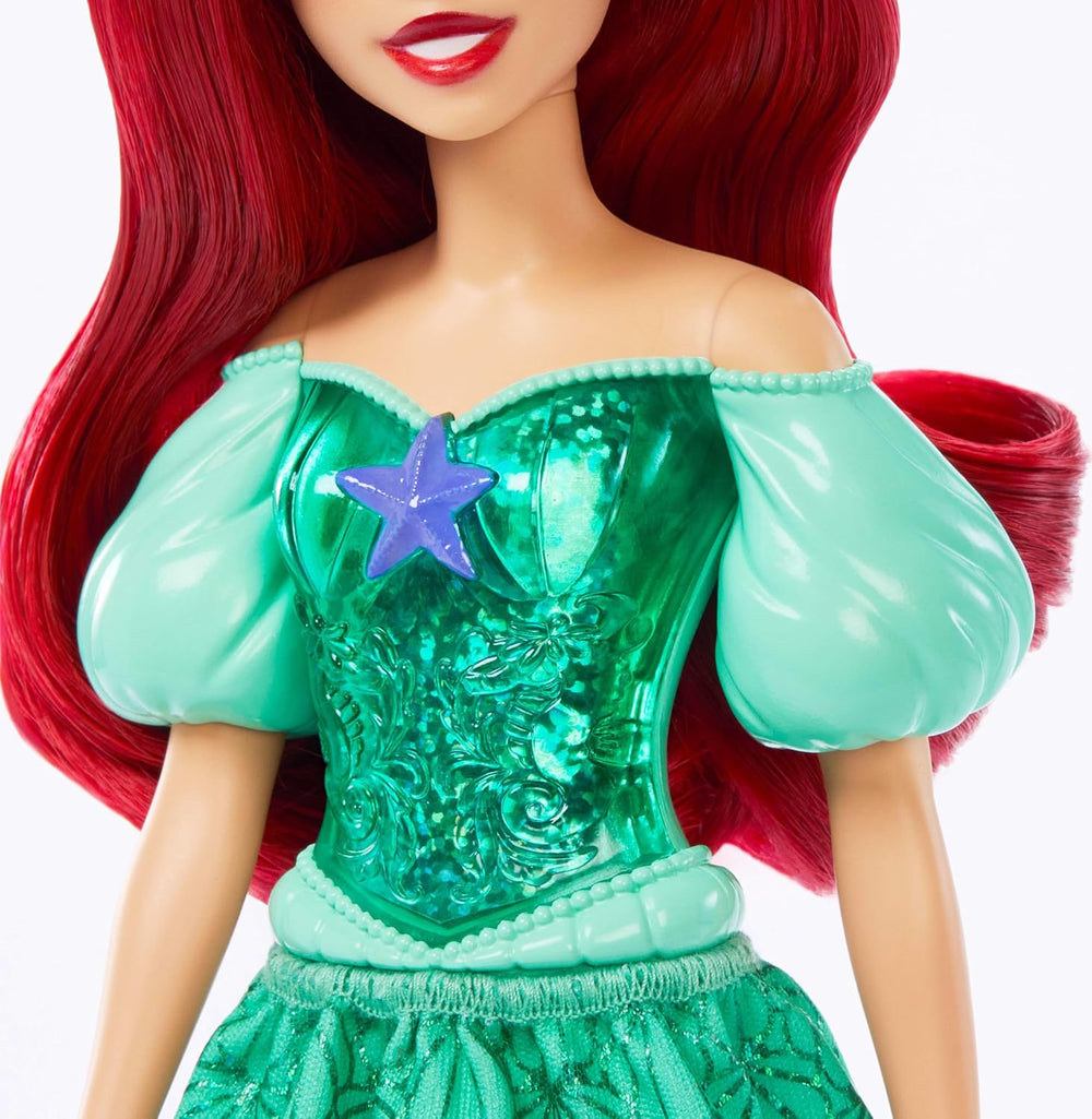 Mattel Disney Princess Ariel Poupée, cheveux longs, positionnables, chaussures et bandeau amovibles, cadeaux Disney, jouet pour 3 ans et plus, HLW10