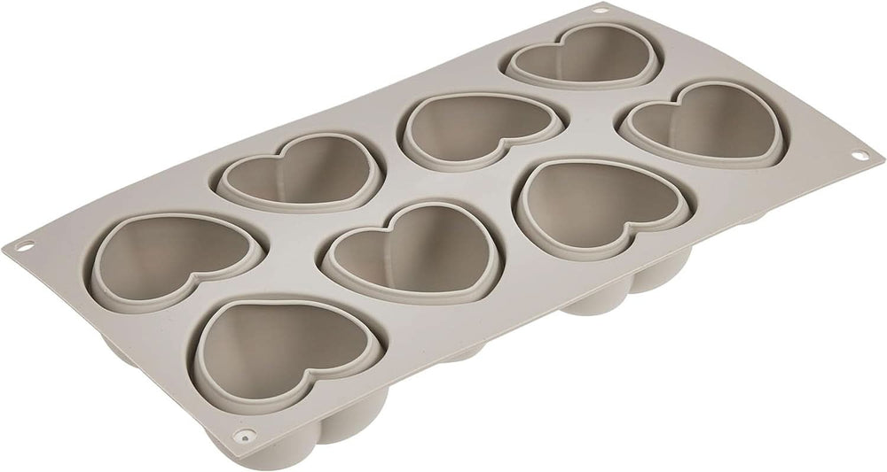 Silikomart, Moule pour Gâteaux Tartufo en Silicone, 8 Ports Uniques, Ø 62 H 52 mm Cuisine Naty Shop Mini Coeurs