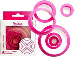 0255300 Jeu d'emporte-pièces, ronds-fins, 6 pièces, 1,5/2,5/3,5/5/6,5/8 cm, 10 x 10 x 3 cm, rose