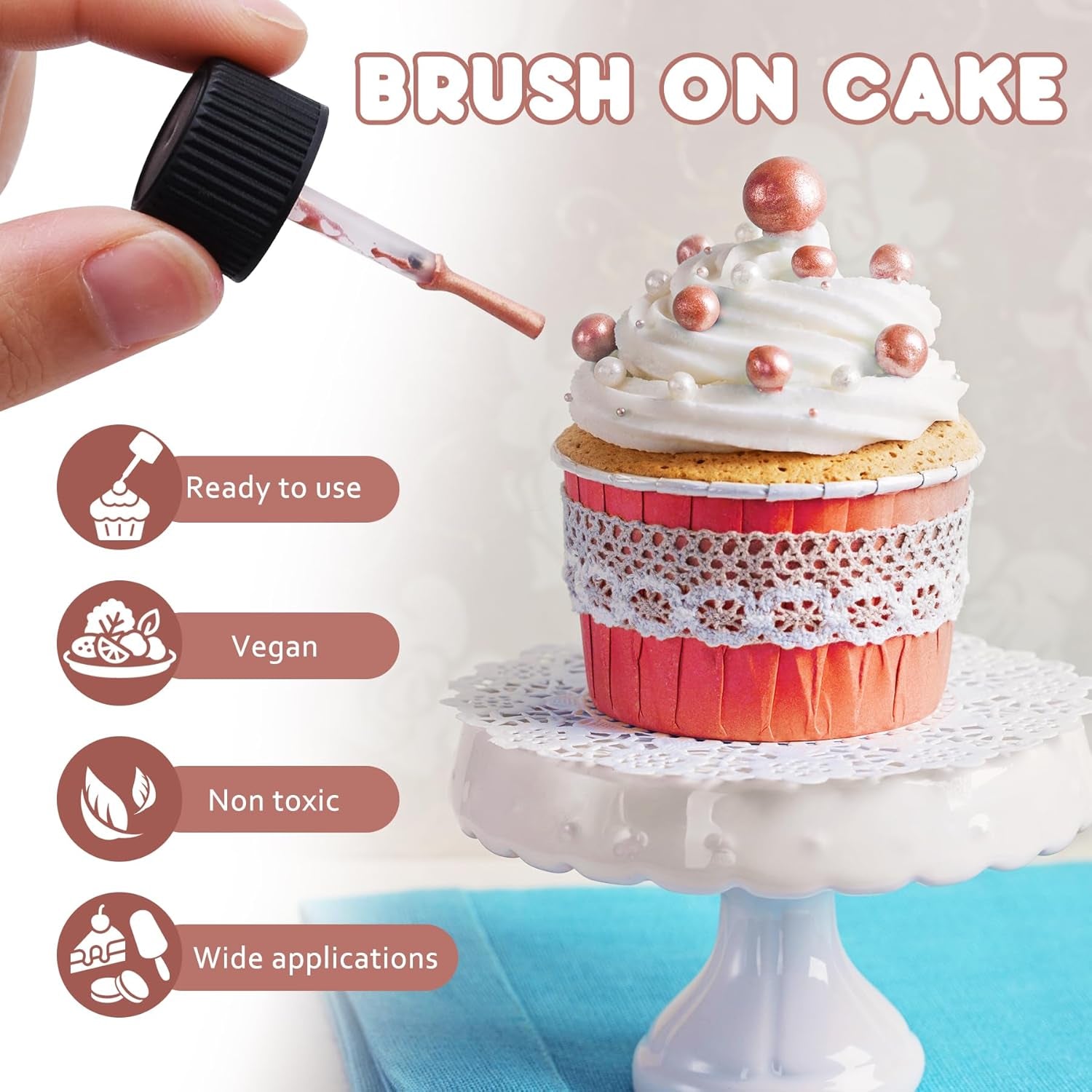 Sclipici comestibil lichid - 6 culori metalice, pudră sclipici comestibilă lichidă pentru decorarea torturilor, copt, macaroane - colorant alimentar metalic, culori sclipici pentru fursecuri, fondant, prăjituri, brioșe