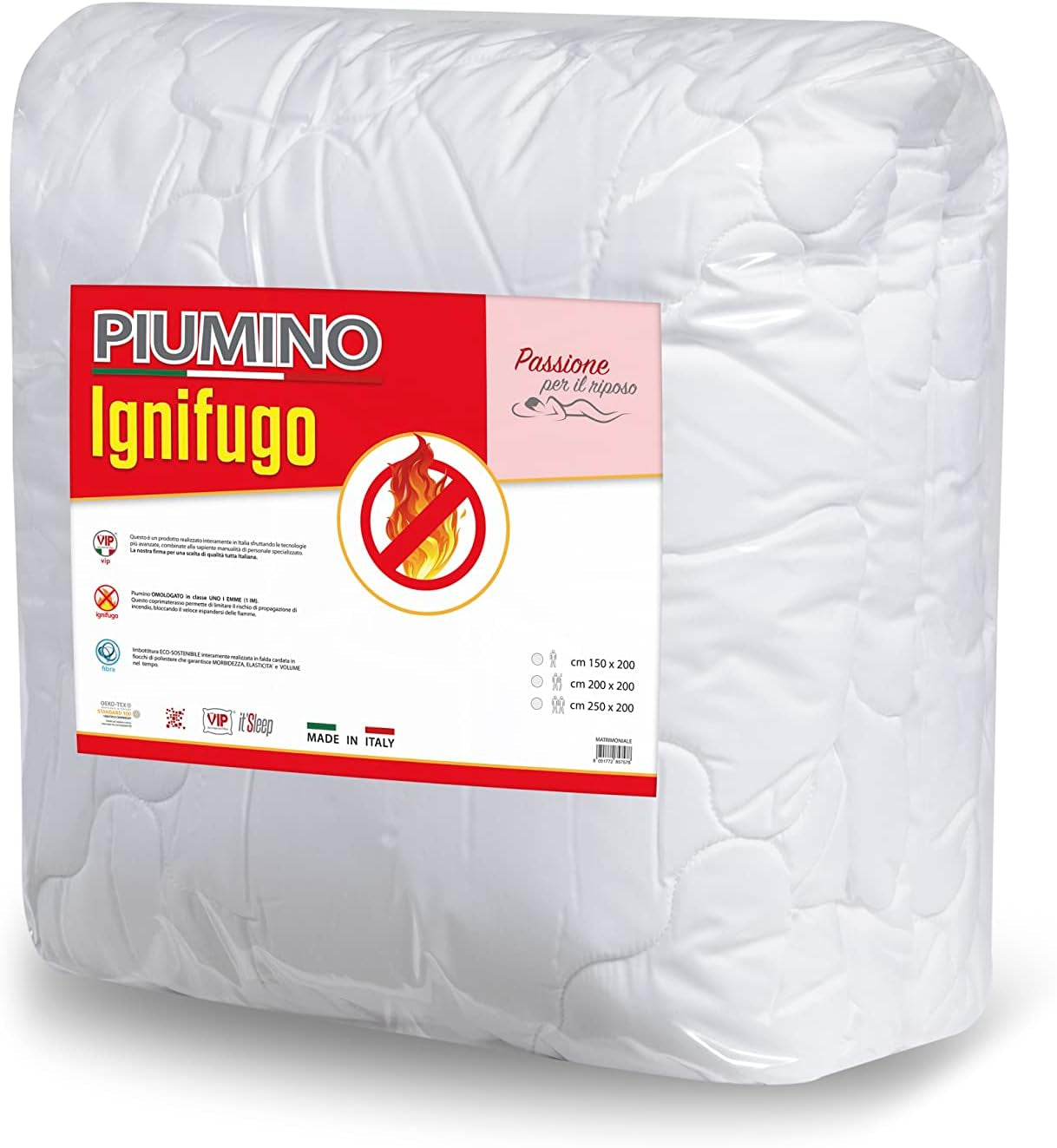 V.I.P. Très Important Couette Pillow Down pour l'hiver, homologuée classe 1, 100% polyester, silicone, carton, 155 X 205 cm, taille 300, blanc Couettes et couettes Naty Shop