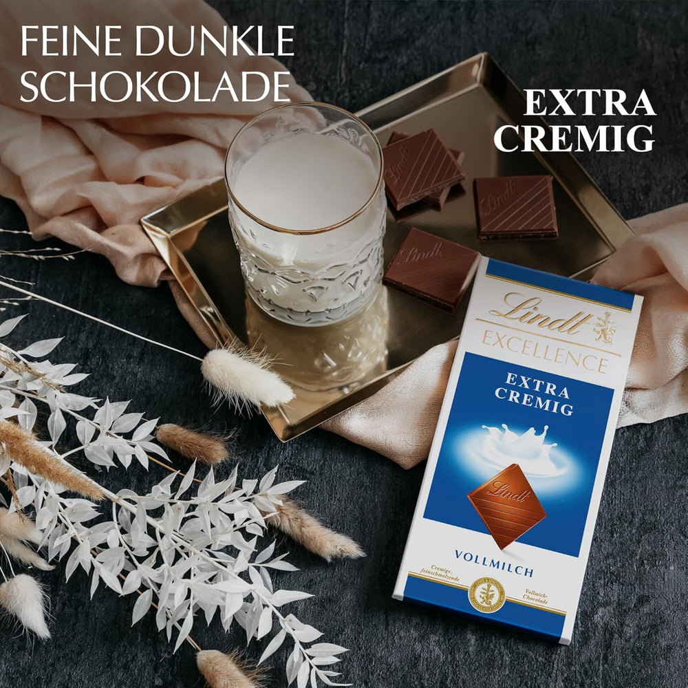 Lindt EXCELLENCE Chocolat au lait extra crémeux | Barre 100g | Chocolat au lait fin et de qualité supérieure au goût crémeux et laiteux | Arôme intense et persistant | Cadeau chocolat