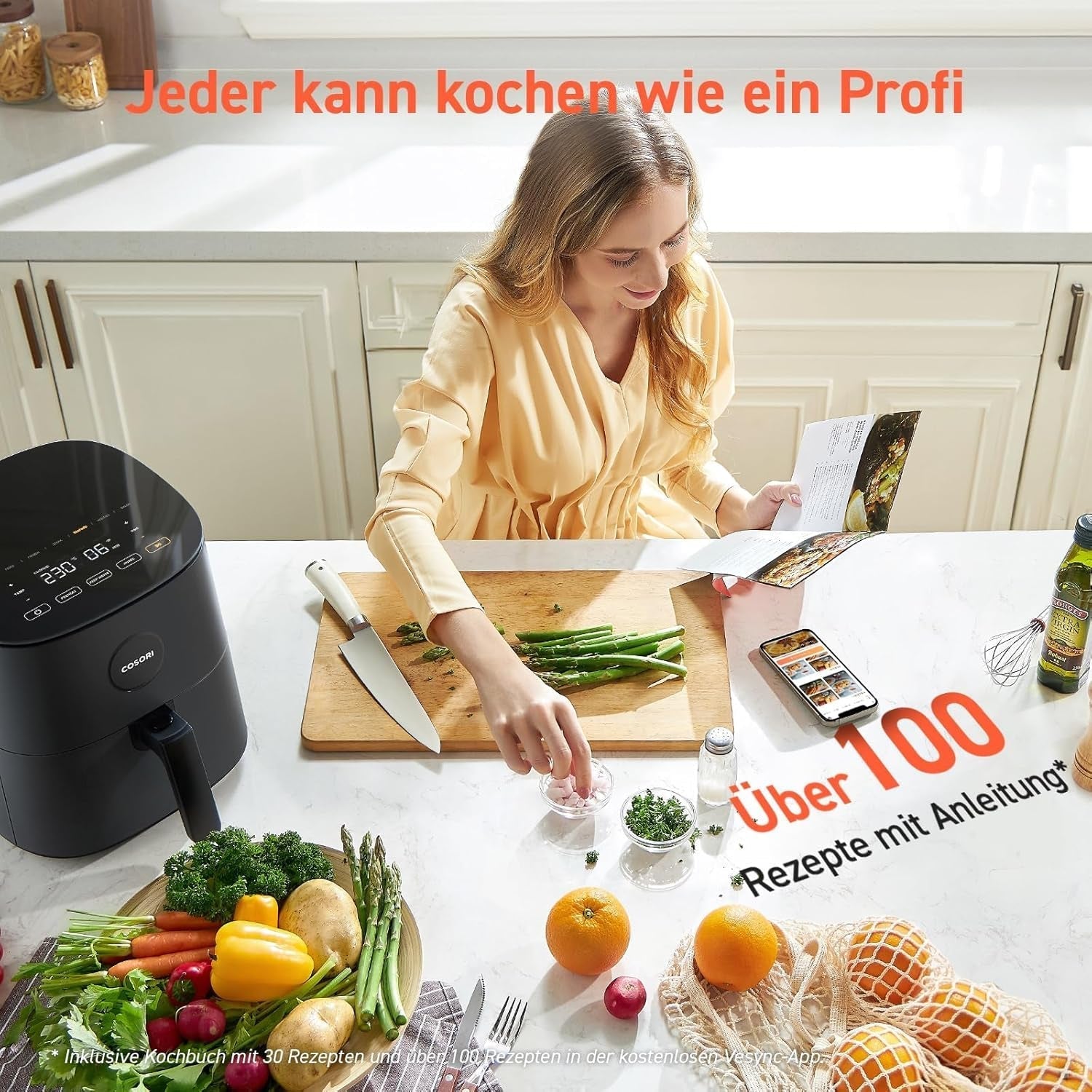 COSORI Airfryer, friteuse à air chaud 7 en 1 4,7 L, max 230 ℃ et bruit 55DB, plus de 100 recettes électroménagers Naty Shop