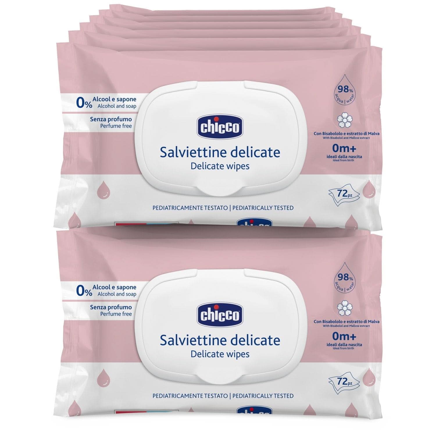 Chicco Lingettes Nettoyantes Multifonctions pour Bébé Sans Alcool Parfumées Adaptées aux Peaux Sensibles Lingettes Humides pour Bébé Naty Shop 12 x 72 Lingettes Non Parfumées