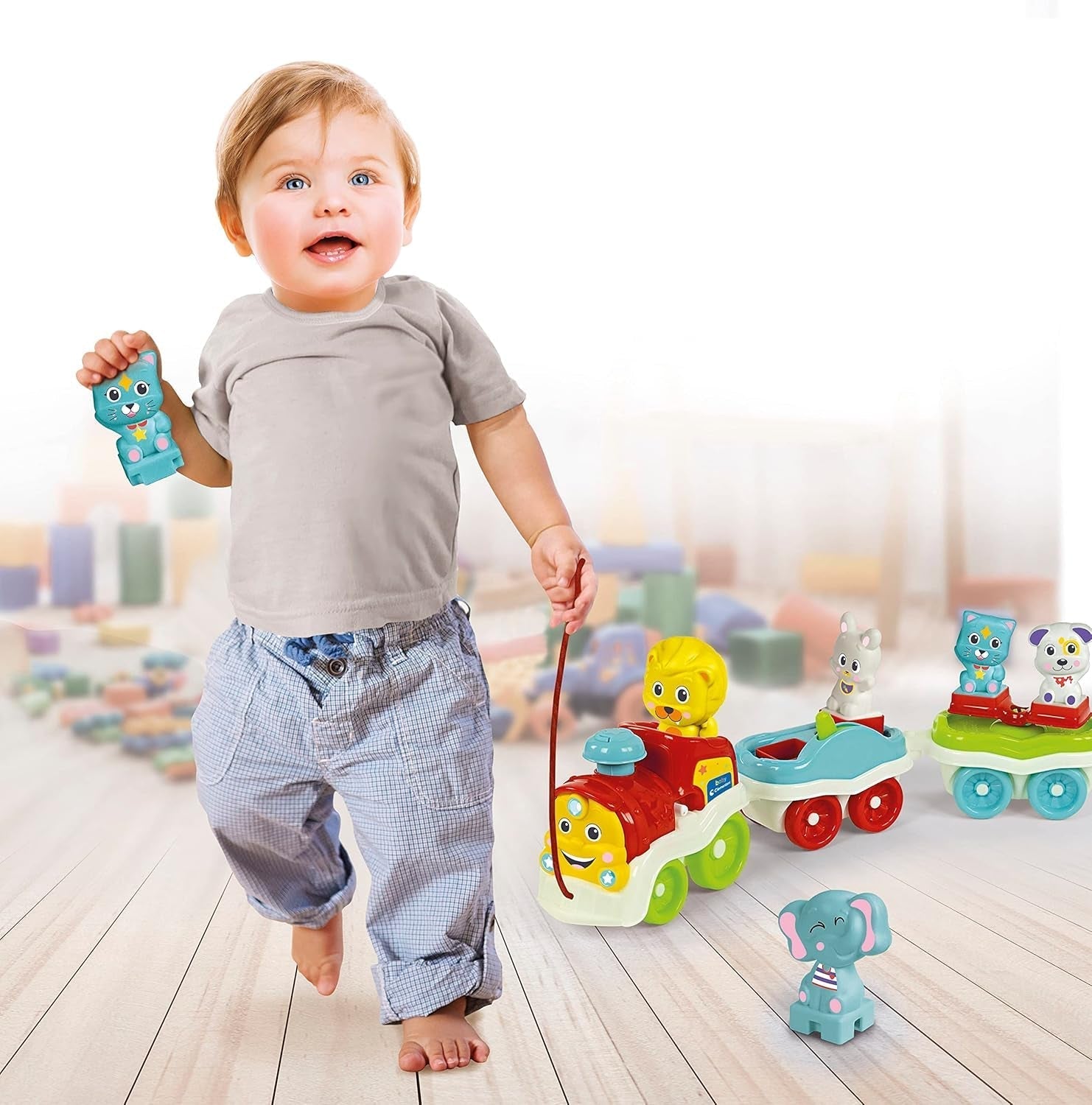 Clementoni Animali-3 Jouet Train Électrique Extensible Interactif Parlant pour Bébé de 1 An (Version Italienne) Fabriqué en Italie Multicolore 17740 Jucarii Bebe Naty Shop