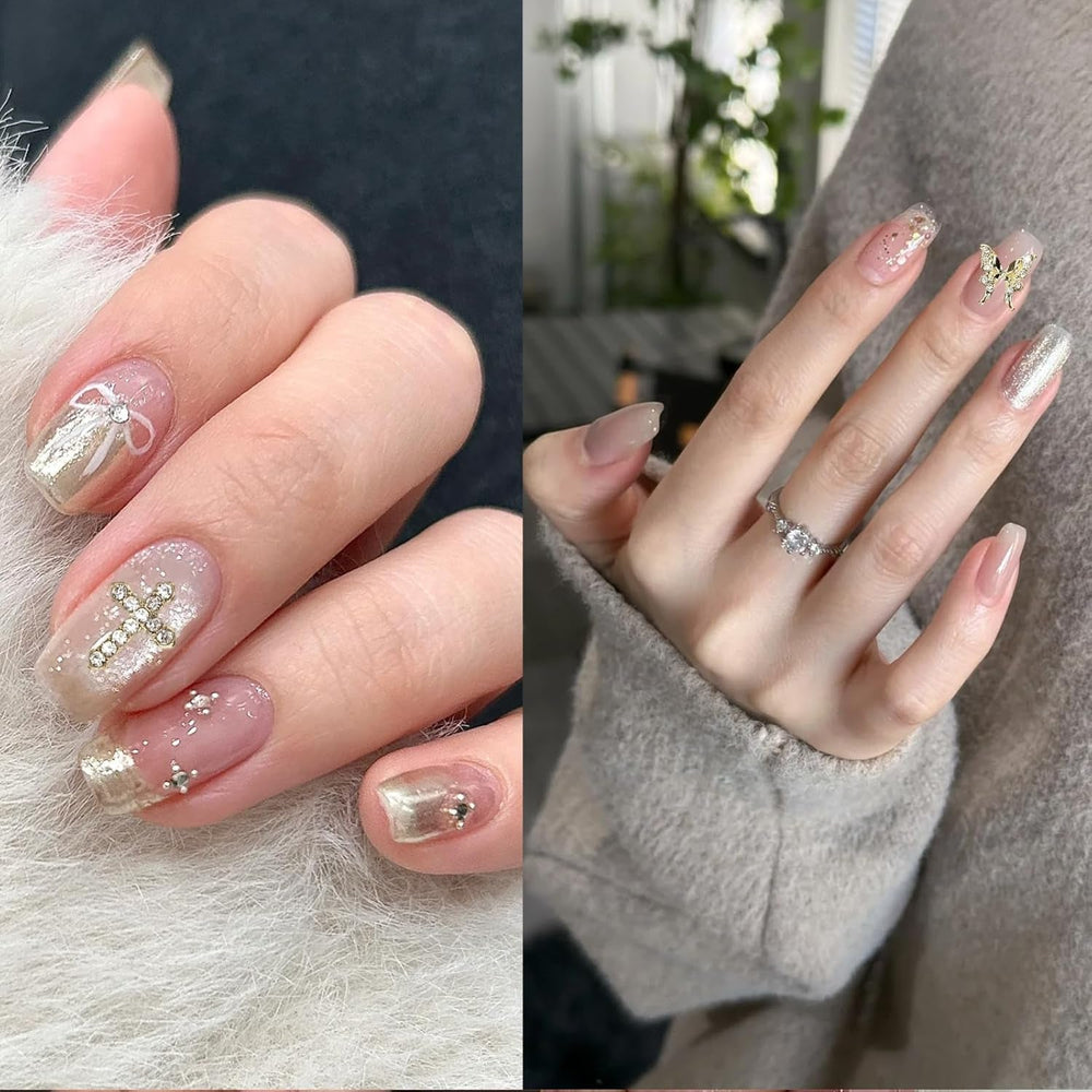 24 pièces Nagel-Charms, Y2K-Legierung, Nail Art, Strass-Charms, 3D-Herz, Schleife, Schmetterling, Charm Mit Strasssteinen, Kirsch-Nagel-Edelsteinen, Glänzender Schmuck