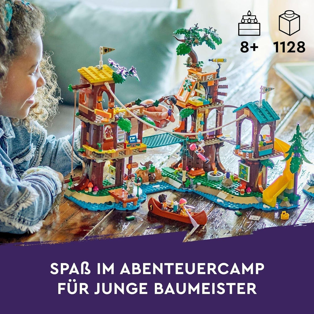 LEGO Friends Tree House At Adventure Camp, set de jeu pour filles et garçons à partir de 8 ans avec 5 figurines et 5 animaux, idée cadeau pour jeux créatifs, jouets de sport, maison de poupée 42631 Sets de construction Besuche den LEGO-Store