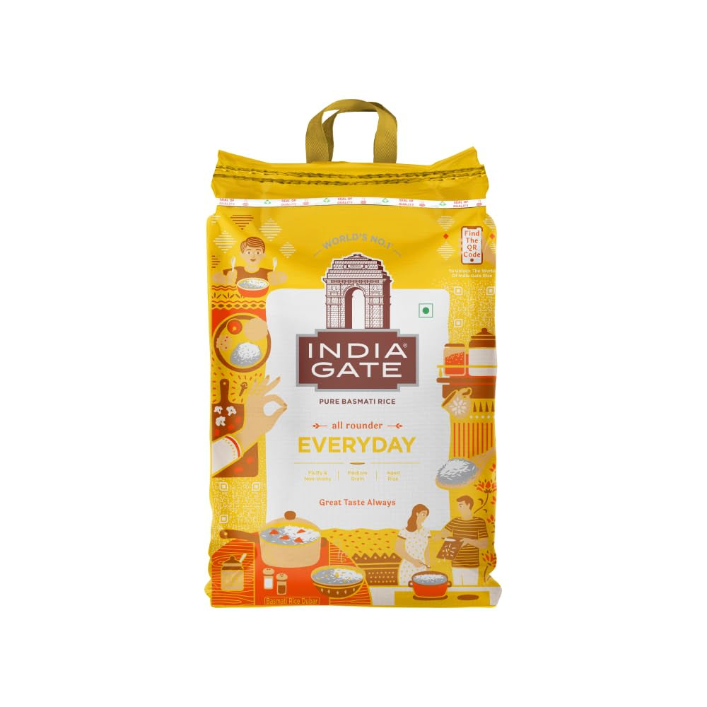 INDIA GATE Premium Basmati Rice – Riz fin à grains longs, aromatique, d'Inde, à grains longs fins (1 x 5 kg)