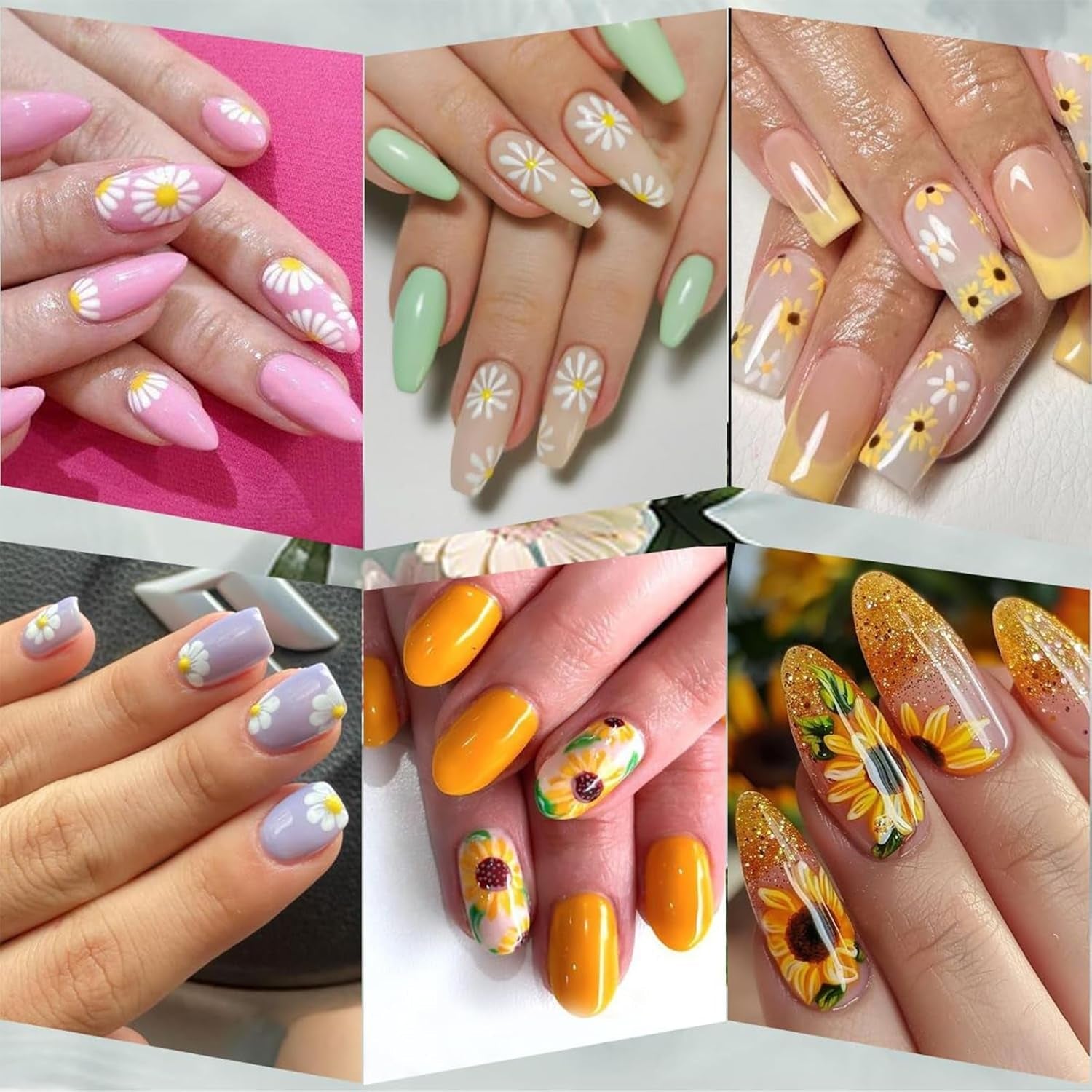 Autocollants pour ongles effet 3D, 12 feuilles, durcissement UV, fleur longue durée, autocollants pour ongles, marguerite jaune et blanche, pour Nail Art