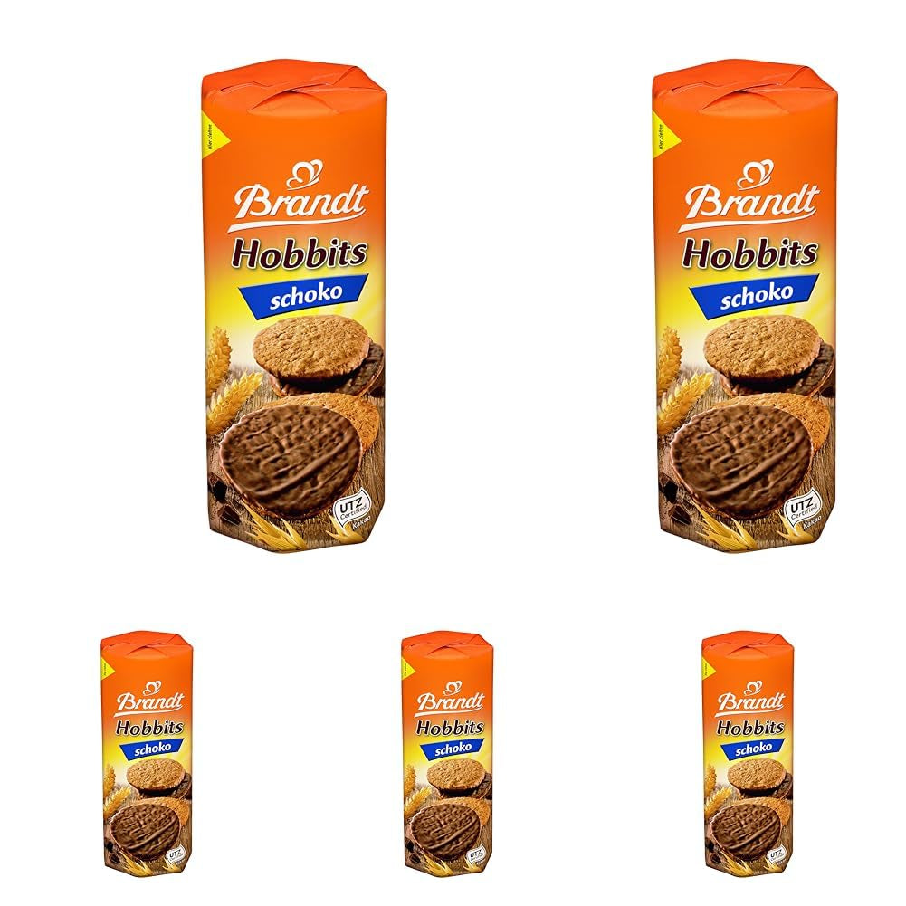 Brandt Hobbits Chocolate 265g Pack - Biscuits croustillants à l'avoine et au chocolat complet - Pâte croustillante pour toute la famille - dans un rouleau de biscuits pratique