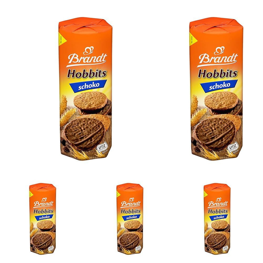 Brandt Hobbits Chocolate 265g Pack - Biscuits croustillants à l'avoine et au chocolat complet - Pâte croustillante pour toute la famille - dans un rouleau de biscuits pratique