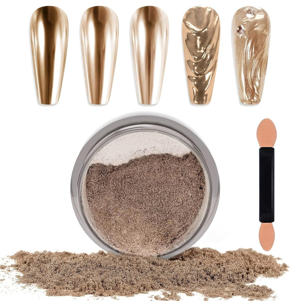 Chrome Nagel Pulver Spiegel Effekt Metallic Staub Holographische Glitter Glasierte Maniküre Dekoration Reflektierendes Pigment For DIY Gel Polish Nail Art, Harz Handwork, Geschenke for Gold