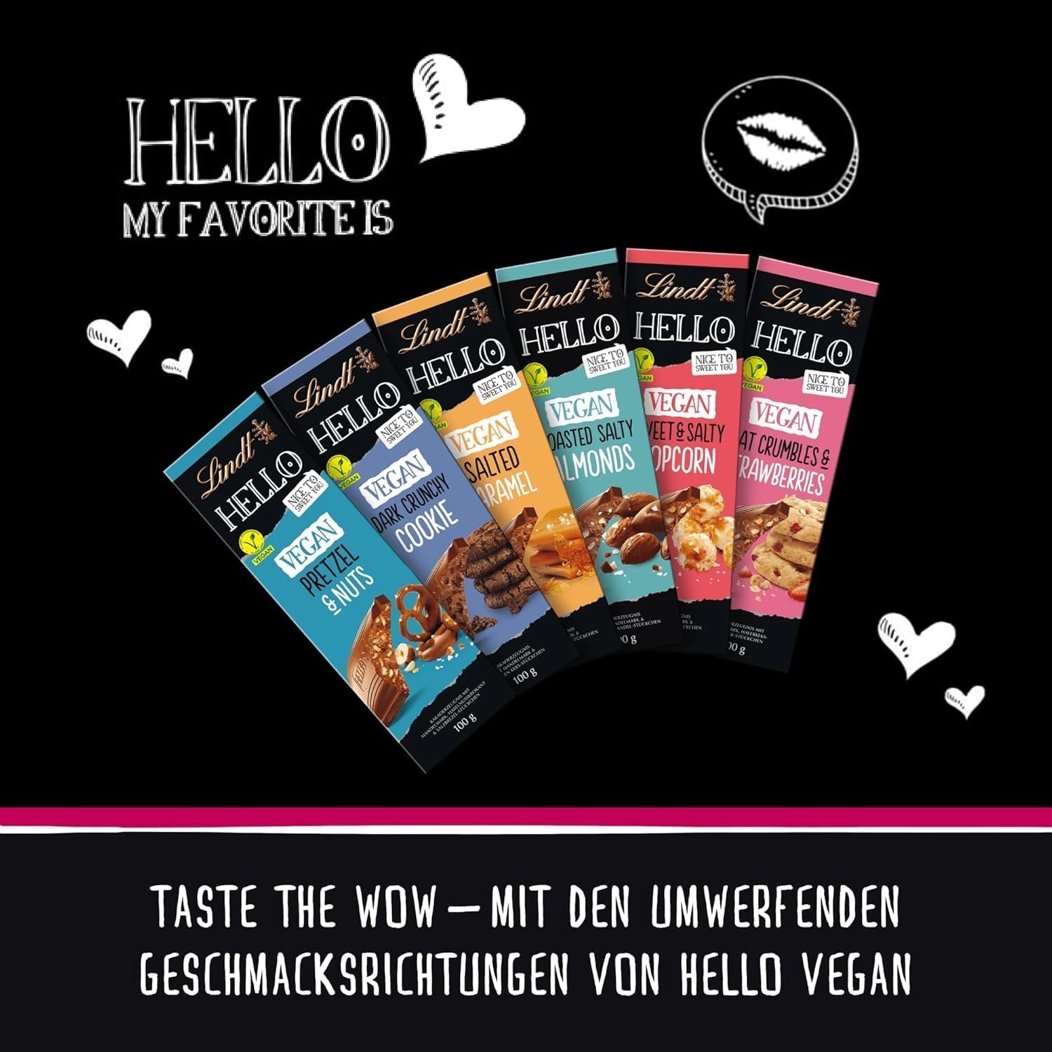 Lindt Schokolade HELLO Tafel Vegan Caramel Salé | 100 g de Tafel | Vegan Mit Kakao, Mandelmark, Karamellzucker et un plat de Salz | Schokoladengeschenk Naty Boutique