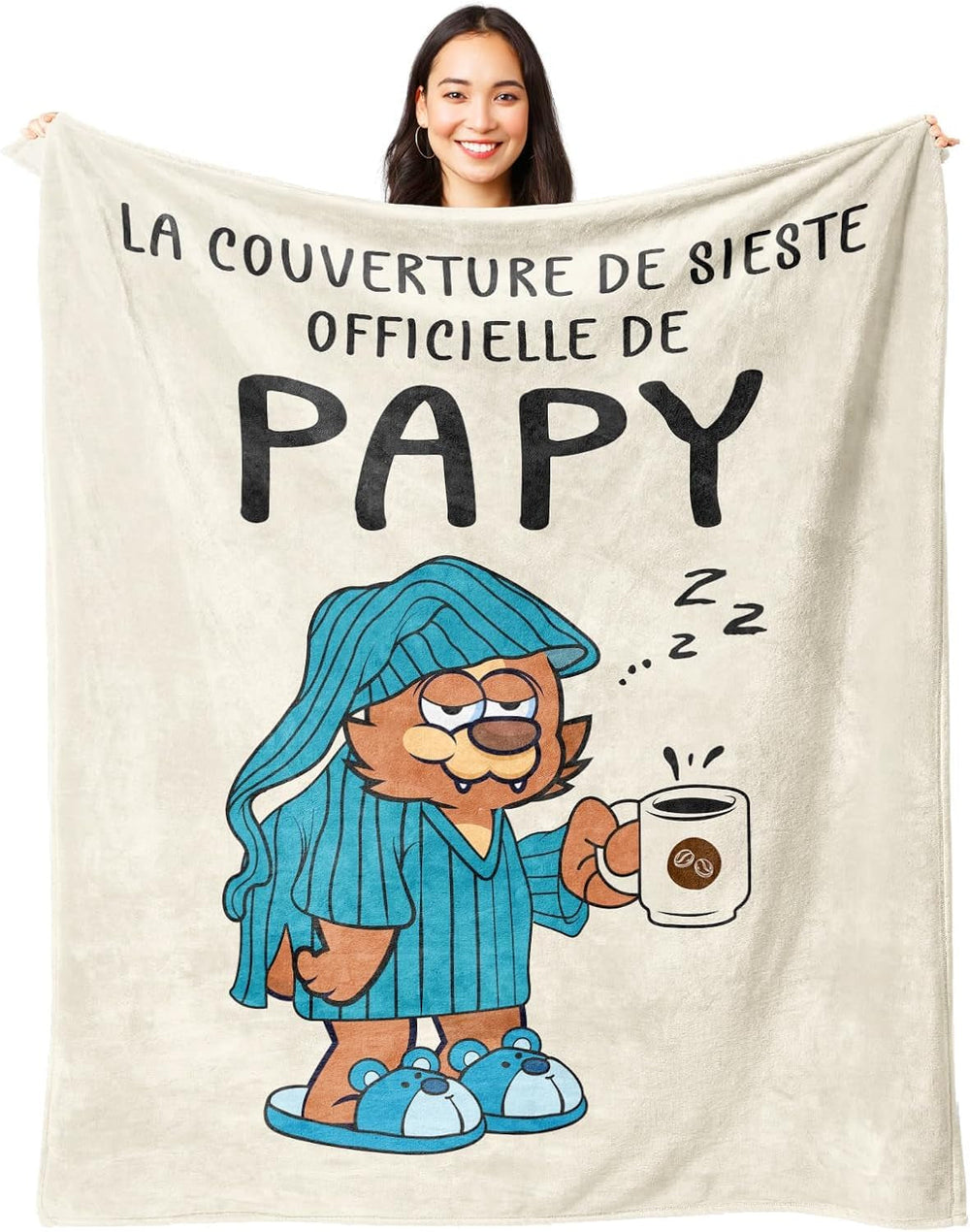 Couverture en flanelle Juratar pour papa - cadeau pour anniversaire, fête des pères et Noël - 152 X 130 cm Lits et couvertures Besuche den Juratar-Store Papy