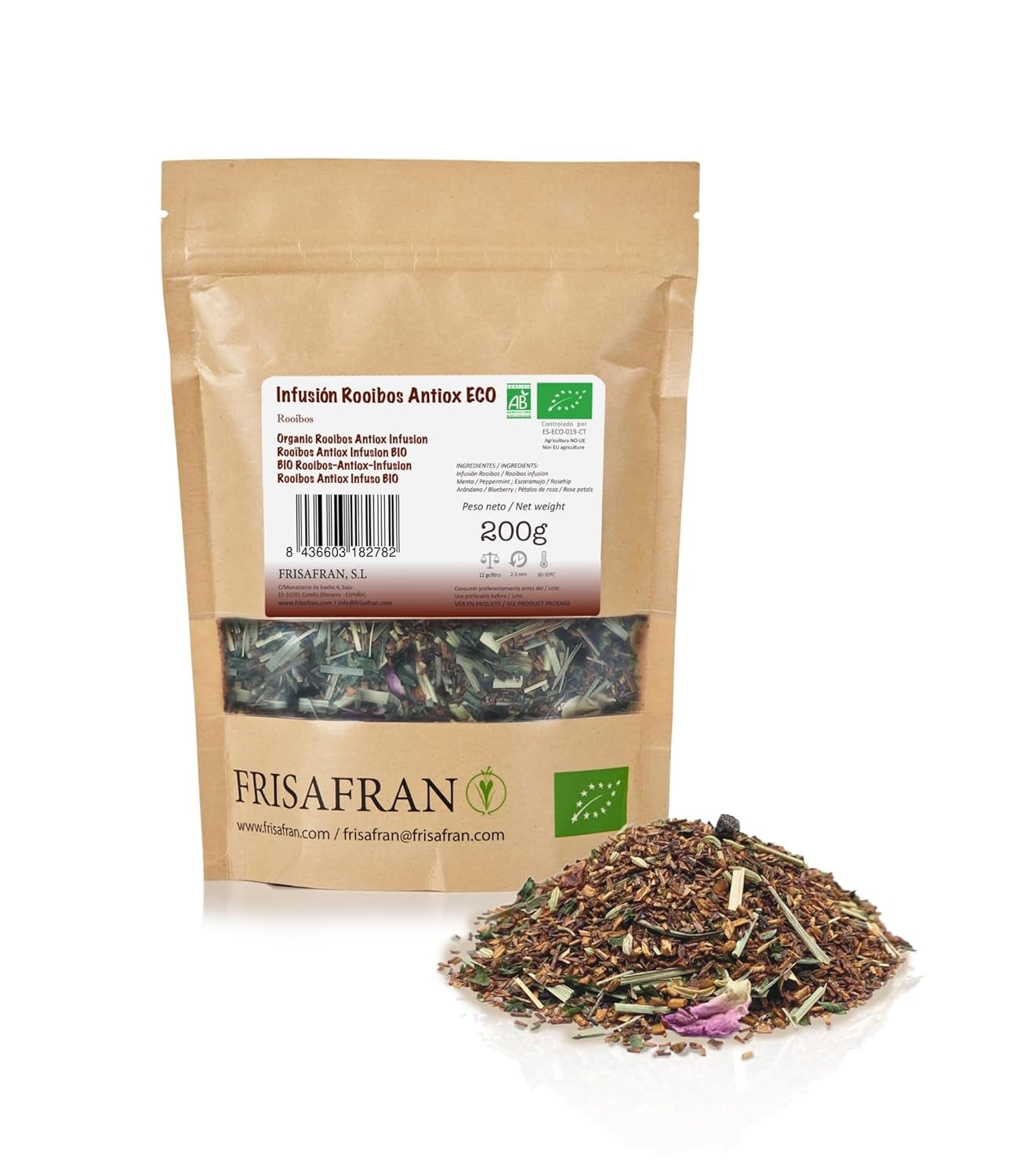 FRISAFRAN | Ceai verde Gunpowder cu mentă bio, vrac, 100 g | Antioxidant | Ceai verde japonez | Digestiv | Sănătos | Băutură răcoritoare | Infuzie de mentă | Ceai pur | Frunze de mentă | Cald-rece | Mentă