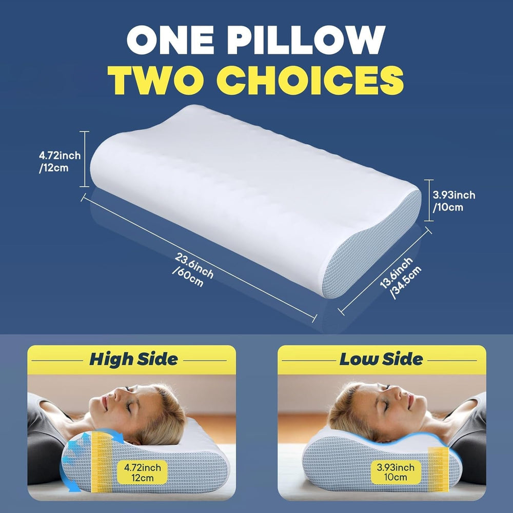 Soulagement des douleurs cervicales Oreiller rafraîchissant pour le cou Oreillers de couchage en mousse à mémoire de forme Oreiller cervical pour les douleurs au cou et aux épaules Oreiller de lit ergonomique Oreiller de soutien du cou pour les dormeurs sur le ventre et le dos Oreillers orthopédiques cervicaux Naty Shop