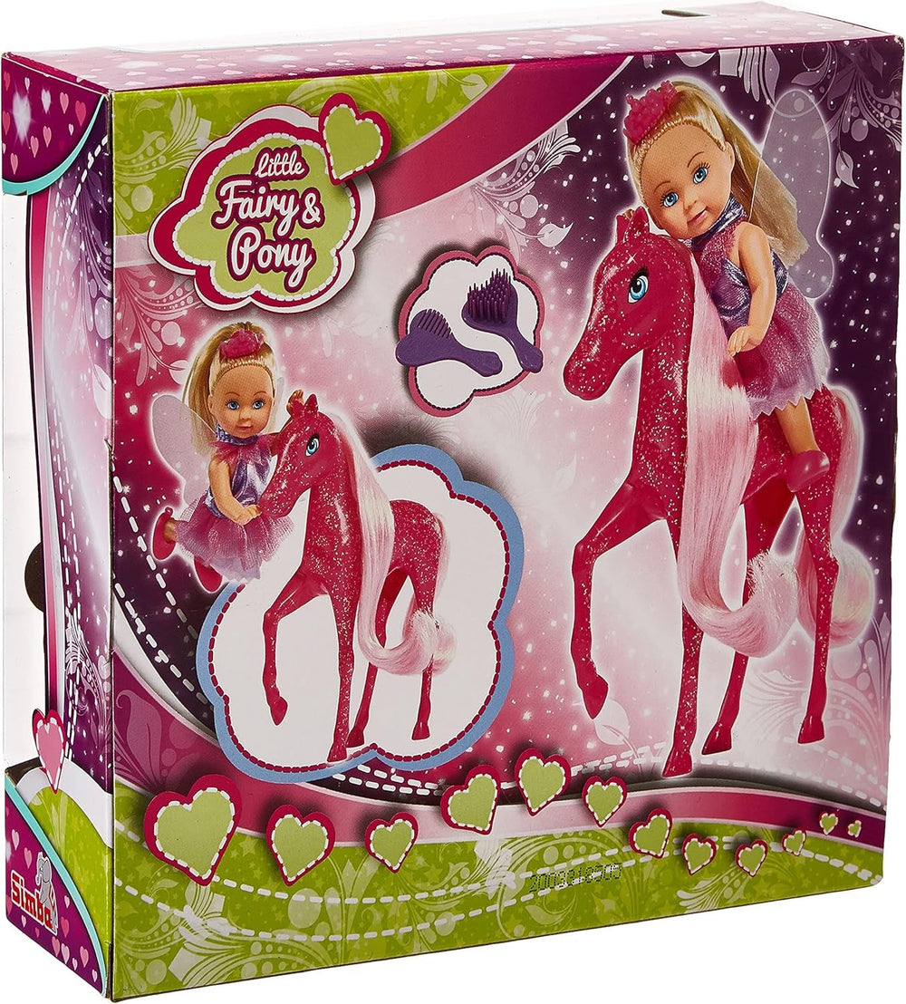 Simba 105738667 - Evi Love Little Fairy & Pony, Spielpuppe als Prinzessin mit Fantasie Pferd, 12cm, ab 3 Jahre