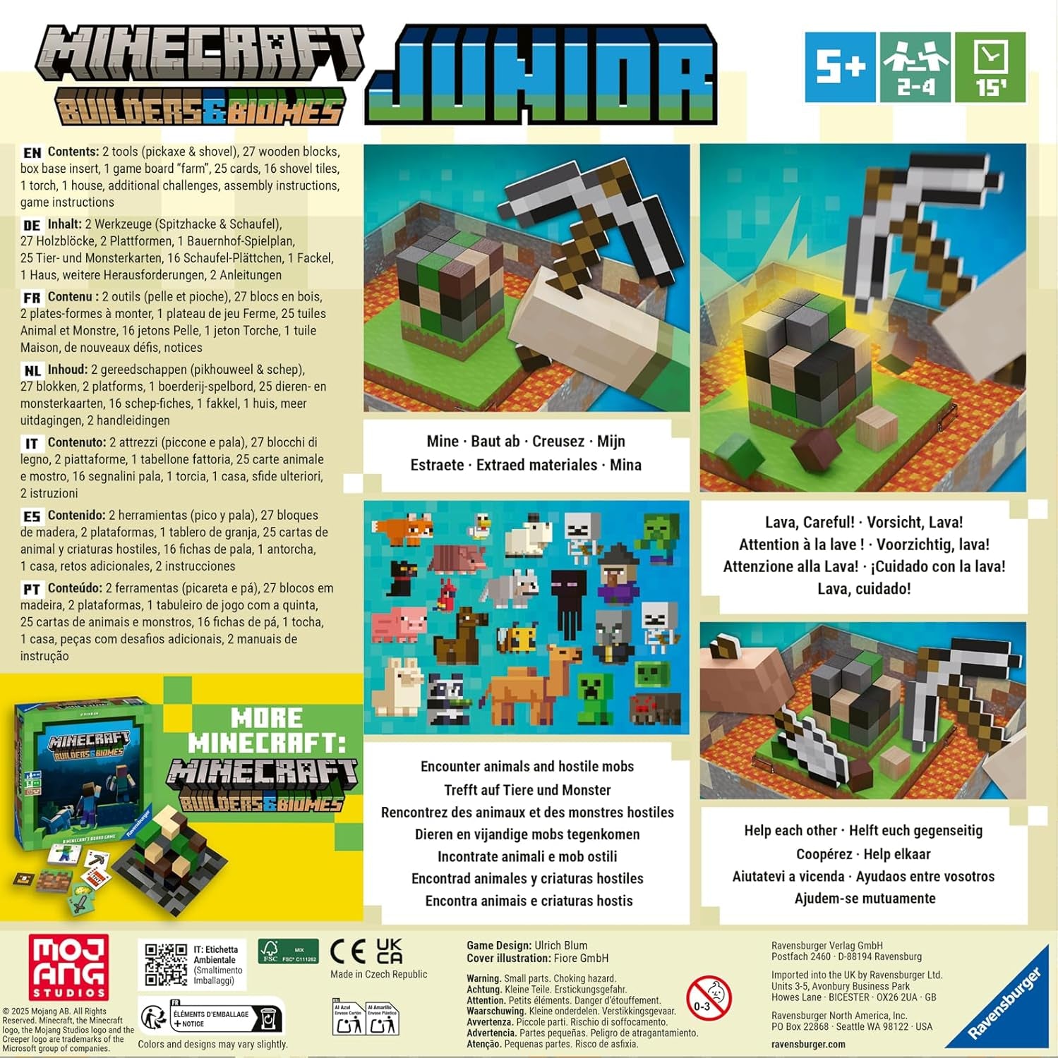 Ravensburger 24615 Minecraft Builders & Biomes Junior - Jeu coopératif pour 2 à 4 joueurs à partir de 5 ans