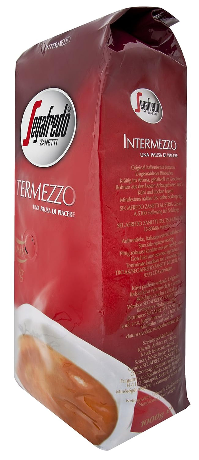 Segafredo Zanetti Intermezzo - Haricots entiers (paquet de 1 kg) - Geeignet für alle italienschen Kaffeespezialitäten - Kaffeebohnen mit mitteller Röstung, stark and vollmundig im Gesmack