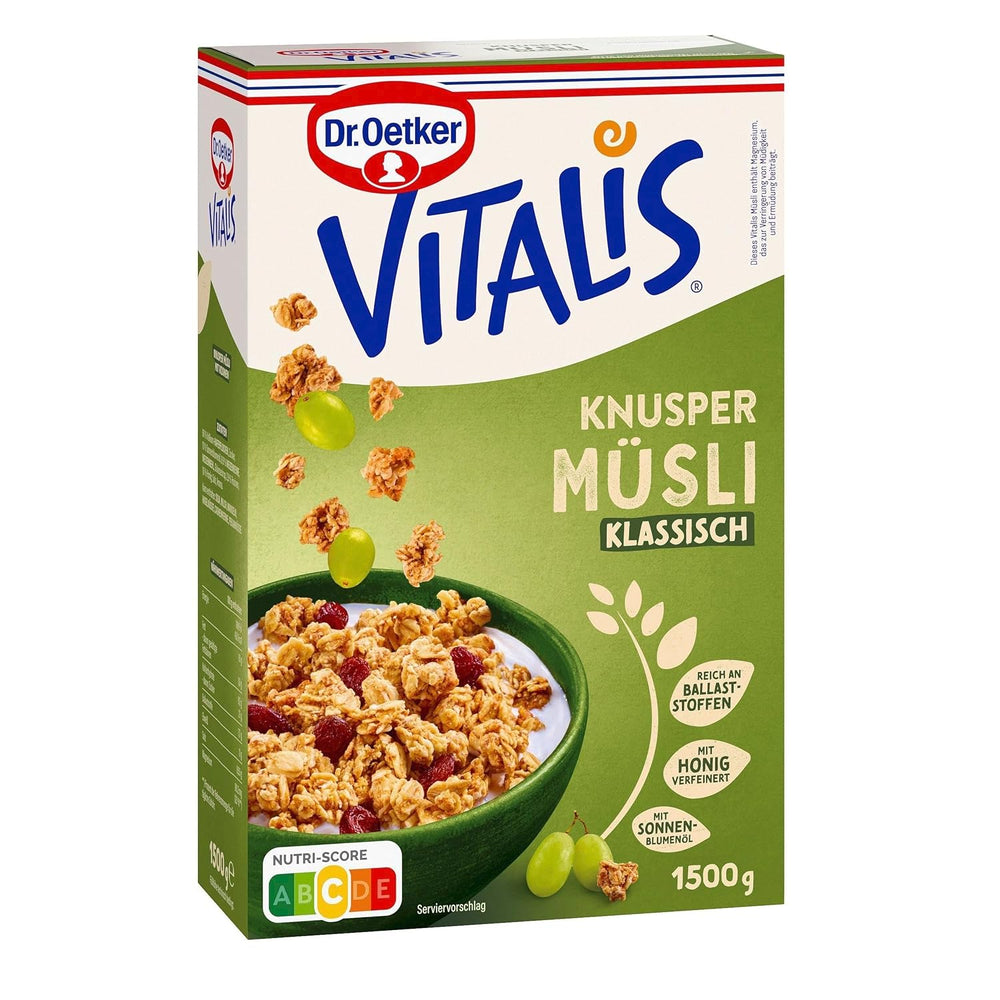 Dr. Oetker Vitalis Crunchy Honeys : Muesli croquant au miel pour le petit-déjeuner et les collations, paquet de 5 (5 x 600 g)