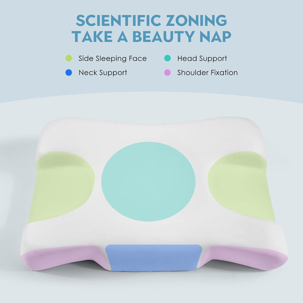 Royalisneeo Oreiller de beauté pour douleurs du dos, du ventre et des côtés Oreiller pour douleurs au cou et aux épaules Oreiller anti-rides Anti-âge en mousse à mémoire de forme Bleu (standard) Oreillers orthopédiques cervicaux Naty Shop