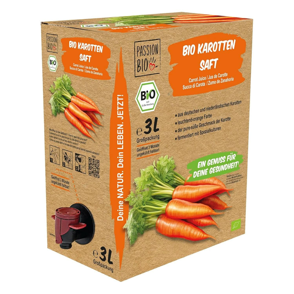 Jus de carotte bio - A base de carottes allemandes et hollandaises, 3 litres Boissons non alcoolisées Naty Shop 3 litres Carottes
