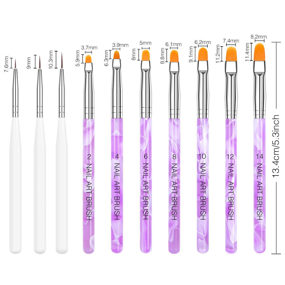 Nagel Pinsel Set, 10-Teilig Gelnägel Pinsel Nagellackstift Acrylpinsel For UV Gel Nägel Acrylfiningernägel Nailart Maniküre Nageldesign Zubehör