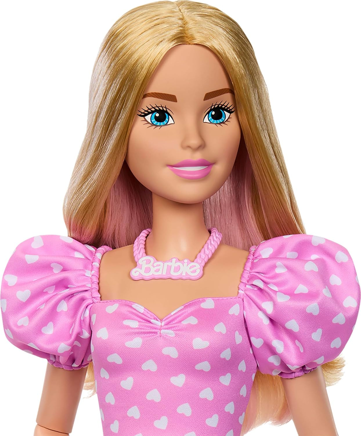 Poupée Barbie à la mode 71 cm blonde avec vêtements détachables haut rose jupe en jean bottes de cowboy collier et sac à main HYT84
