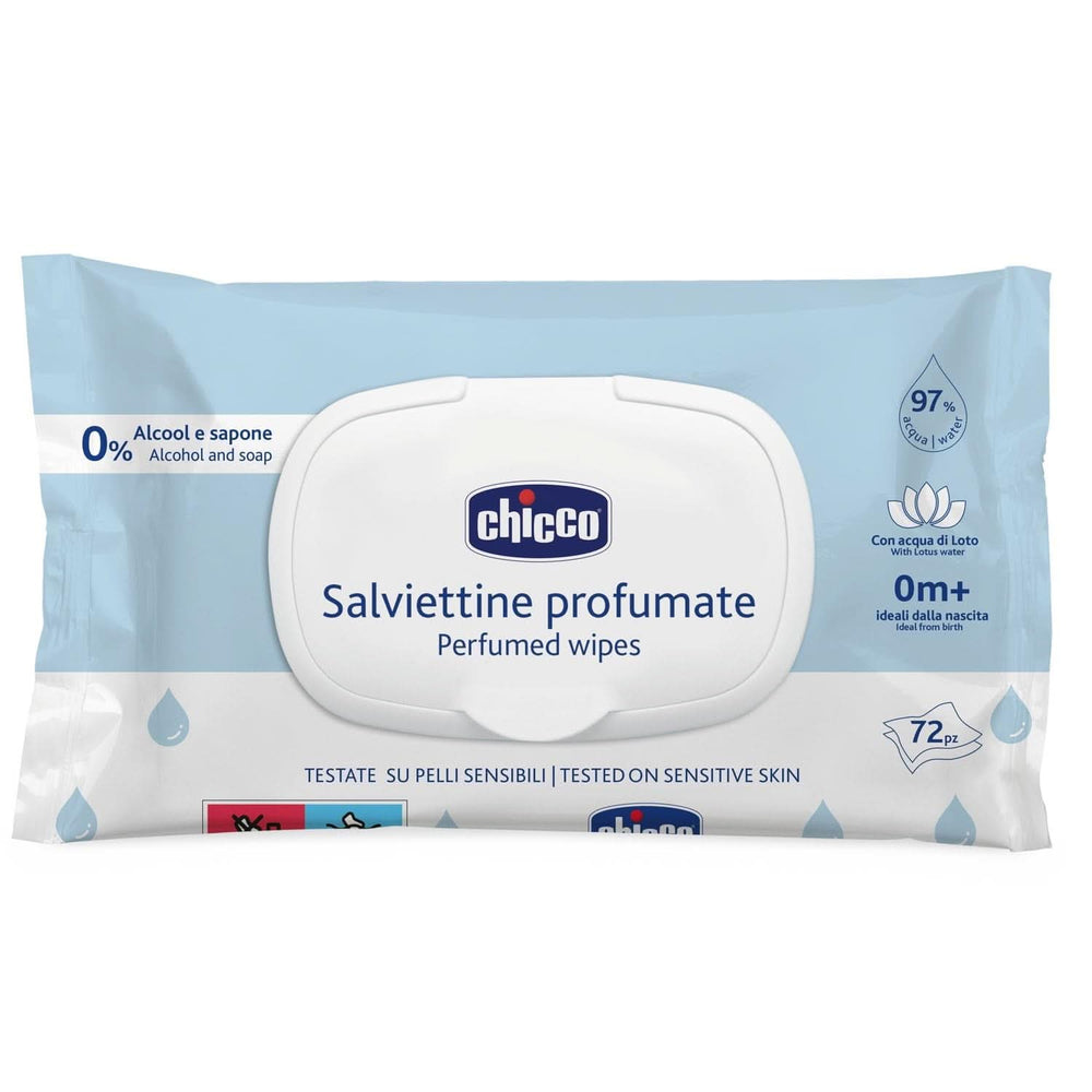 Chicco Lingettes nettoyantes multifonctions pour nouveau-nés, sans alcool, parfumées, adaptées aux peaux sensibles Lingettes humides pour bébé Naty Shop