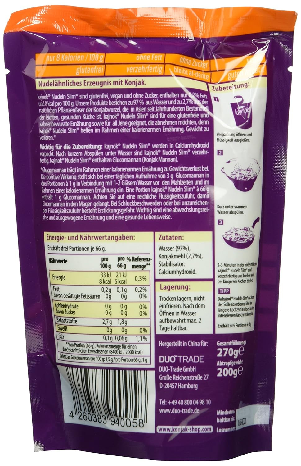 Nouilles fines, 10 x 270g, poids égoutté 200g