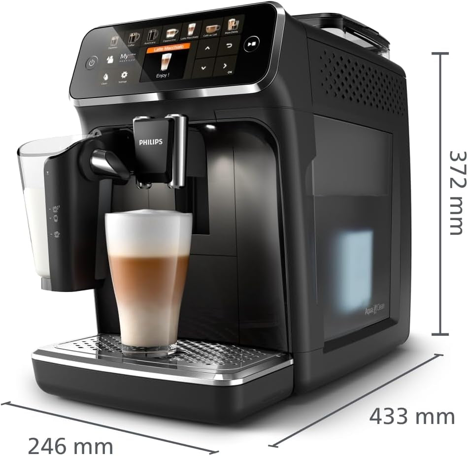 Machine à expresso Philips série 5400 – Profitez de 12 boissons, LatteGo à nettoyage rapide, écran TFT intuitif, réglages de café personnalisables, design de cuisine haut de gamme (EP5441/50)