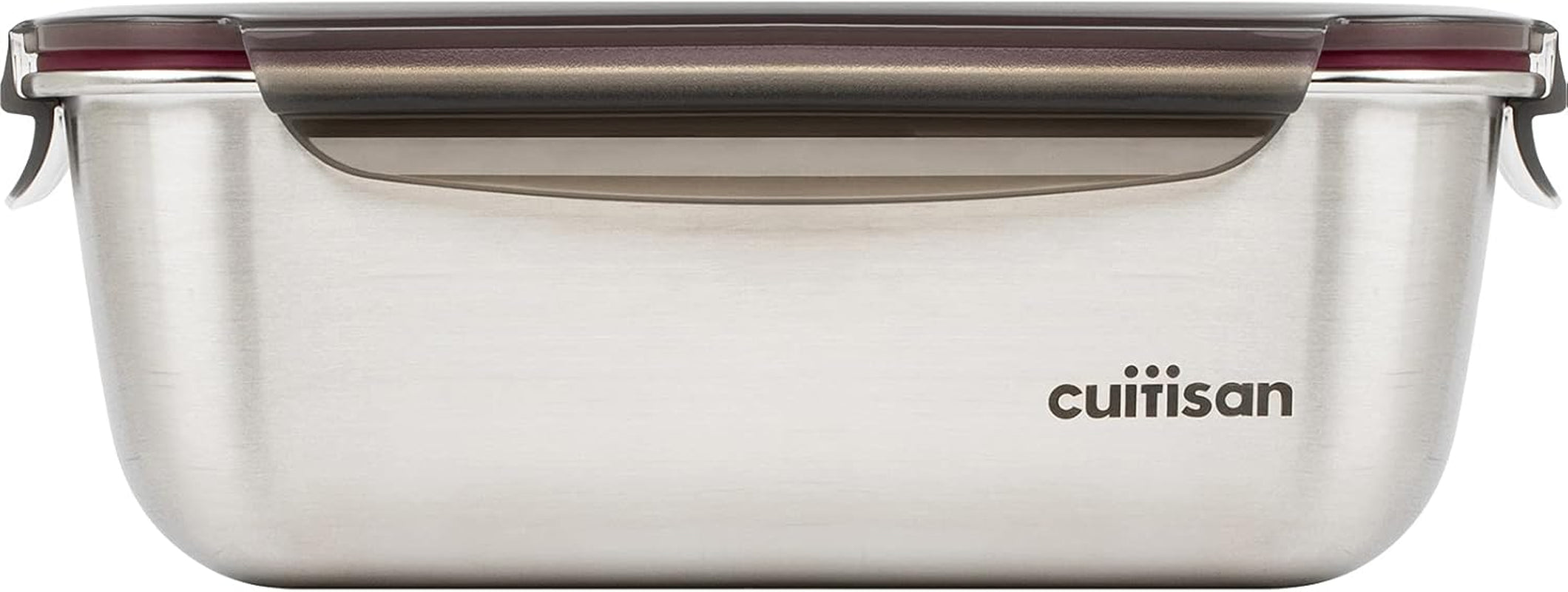 CANDL Cuitisan (Flora) Pot de conservation des aliments en acier inoxydable avec couvercle à clip, rectangulaire, adapté au micro-ondes + four, pot de conservation, EC7-SS10 2800 ml Naty Shop Boîtes de conservation des aliments 25,9 cm x 19,5 cm x 9,6 cm / 2800 ml