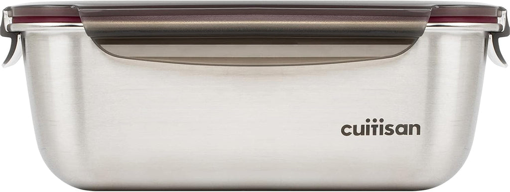 CANDL Cuitisan (Flora) borcan de depozitare a alimentelor din oțel inoxidabil cu capac cu clip, dreptunghiular, potrivit pentru cuptor cu microunde + cuptor, borcan de depozitare, EC7-SS10 2800ml Cutii depozitare alimente Naty Shop 25,9Cm X 19,5Cm X 9,6Cm / 2800Ml