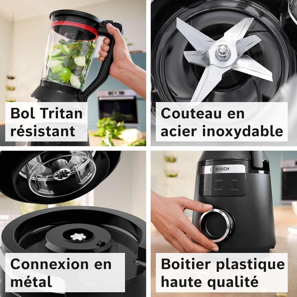 Batteur sur socle Vitapower, Série 6, 1 800 W, 6 programmes, Prospeed Klingen, Tritan™-Krug, Schwarz, MMB6652B Cuisine Naty Shop