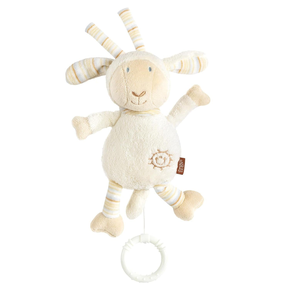 Fehn boîte à musique bébé somnifère mouton - peluche avec accessoire - chanson somnifère "Brahms berceuse" - jouet pour enfants pour le voyage et la maison - jouets musicaux pour bébés et enfants Baby Toys Naty Shop Sheep