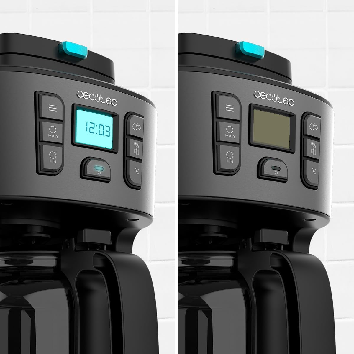 Cafetière filtre Cecotec Coffee 66 Grind & Drop Essential. 1086 W, broyeur à lame, jusqu'à 12 tasses, technologie Extreme Aroma, numérique, acier inoxydable, arrêt automatique.