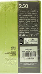 250 serviettes 3 épaisseurs pliées 1/4 33 cm x 33 cm vert pomme (lot de 2)