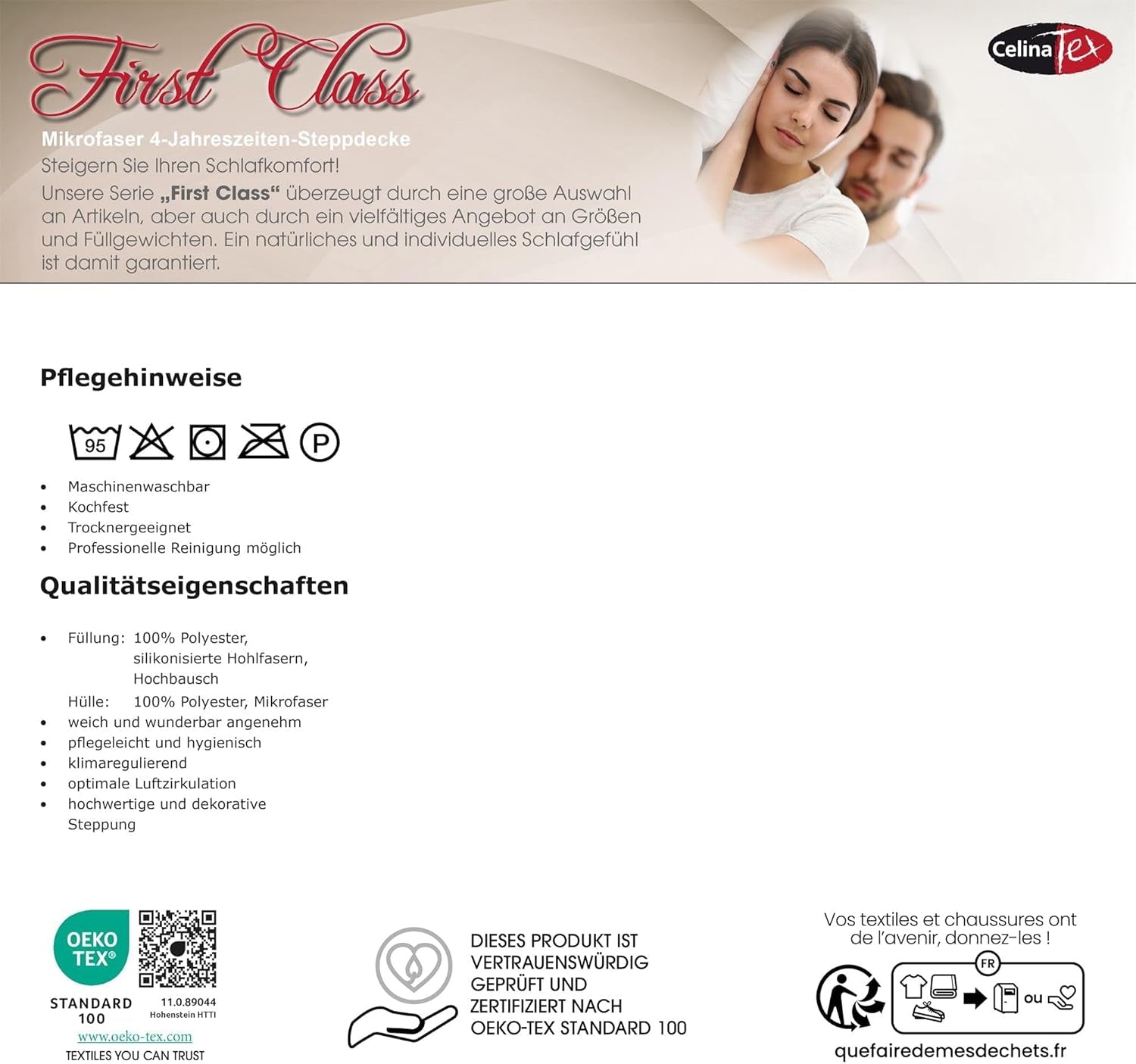 Couette Celinatex Première Classe 4 saisons 140 X 200 Cm couette hiver été respirante Couettes et couettes Naty Shop