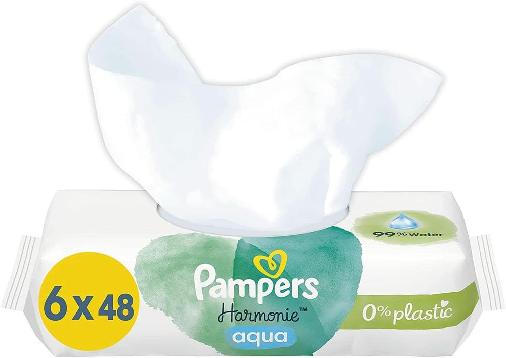 Lingettes humides Pampers Harmonie Aqua, lingettes humides qui aident à restaurer le pH naturel de la peau, lotion légère à 99 % d'eau Lingettes humides pour bébé Naty Shop 288 lingettes